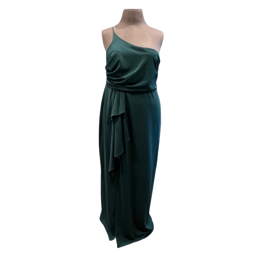 David’s Bridal Gem One-Shoulder Crepe Sheath with Cascade Ruffle Size 22…